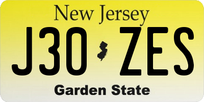 NJ license plate J30ZES