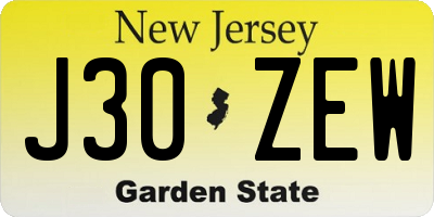 NJ license plate J30ZEW