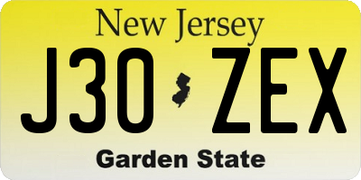 NJ license plate J30ZEX
