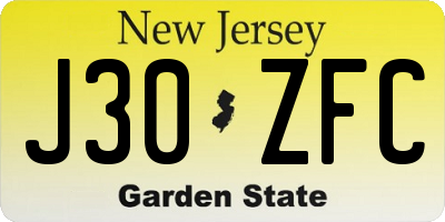NJ license plate J30ZFC