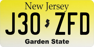 NJ license plate J30ZFD