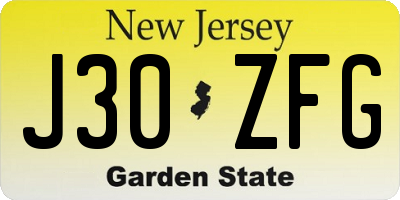 NJ license plate J30ZFG
