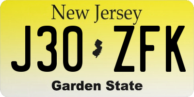 NJ license plate J30ZFK