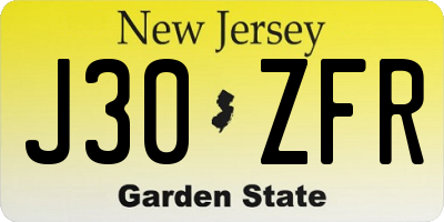 NJ license plate J30ZFR