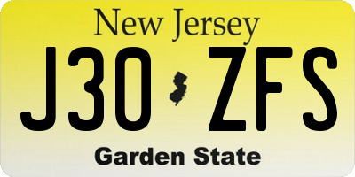 NJ license plate J30ZFS