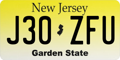 NJ license plate J30ZFU