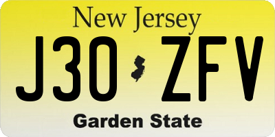 NJ license plate J30ZFV