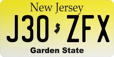NJ license plate J30ZFX