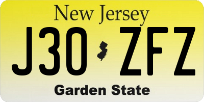 NJ license plate J30ZFZ