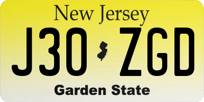 NJ license plate J30ZGD