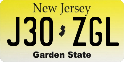 NJ license plate J30ZGL