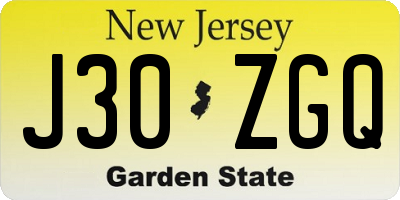 NJ license plate J30ZGQ