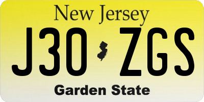 NJ license plate J30ZGS