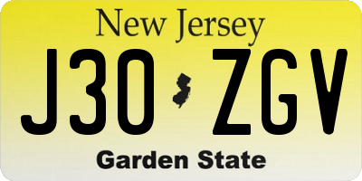 NJ license plate J30ZGV