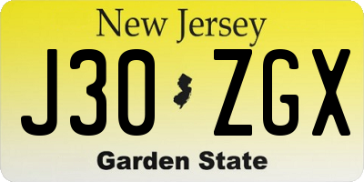 NJ license plate J30ZGX