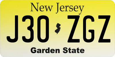 NJ license plate J30ZGZ