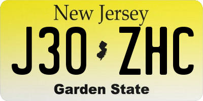 NJ license plate J30ZHC