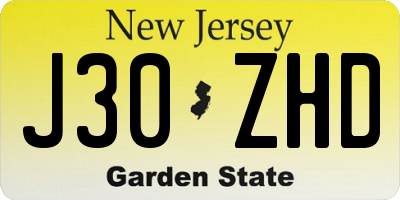 NJ license plate J30ZHD