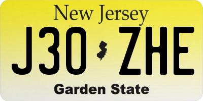 NJ license plate J30ZHE