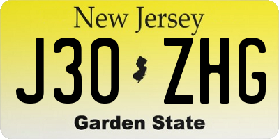 NJ license plate J30ZHG