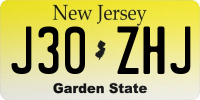 NJ license plate J30ZHJ