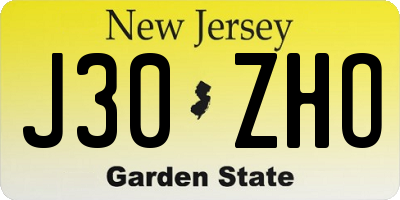 NJ license plate J30ZHO
