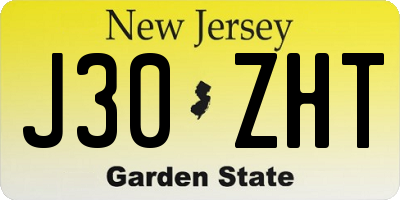 NJ license plate J30ZHT
