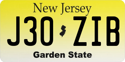 NJ license plate J30ZIB