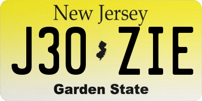 NJ license plate J30ZIE