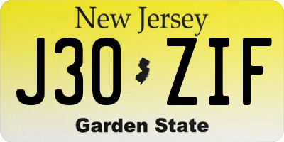 NJ license plate J30ZIF