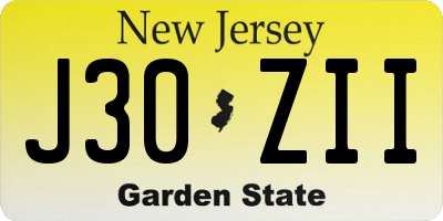NJ license plate J30ZII