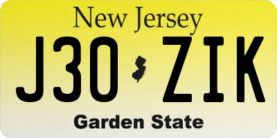 NJ license plate J30ZIK