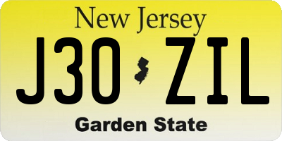 NJ license plate J30ZIL