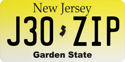 NJ license plate J30ZIP