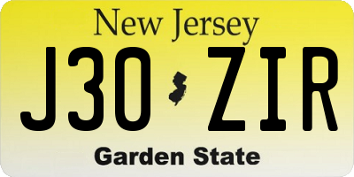 NJ license plate J30ZIR