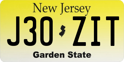 NJ license plate J30ZIT