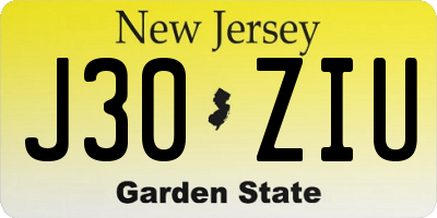 NJ license plate J30ZIU