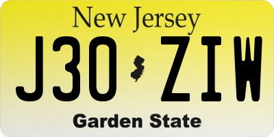 NJ license plate J30ZIW