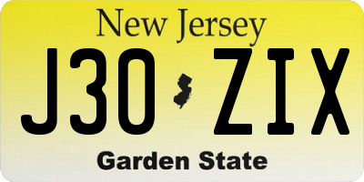 NJ license plate J30ZIX