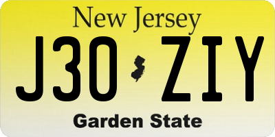 NJ license plate J30ZIY