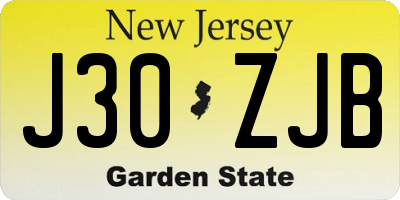 NJ license plate J30ZJB