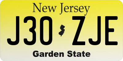 NJ license plate J30ZJE