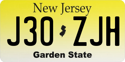 NJ license plate J30ZJH