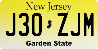 NJ license plate J30ZJM