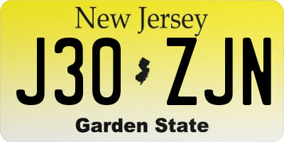 NJ license plate J30ZJN