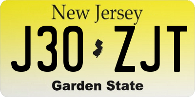 NJ license plate J30ZJT