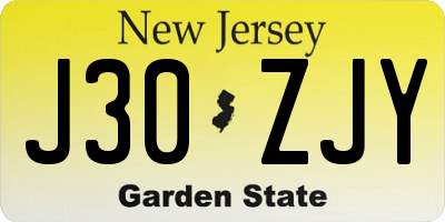 NJ license plate J30ZJY