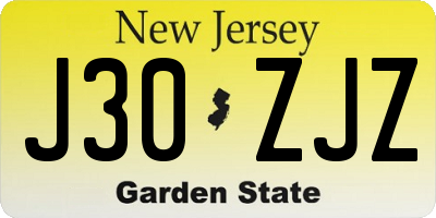 NJ license plate J30ZJZ