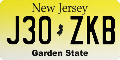NJ license plate J30ZKB