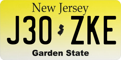 NJ license plate J30ZKE